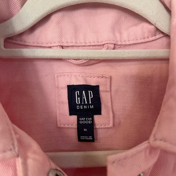 GAP Denim Kids Girls XL Extra Large Youth Pink Jean Jacket Snap NWT - Picture 3 of 6